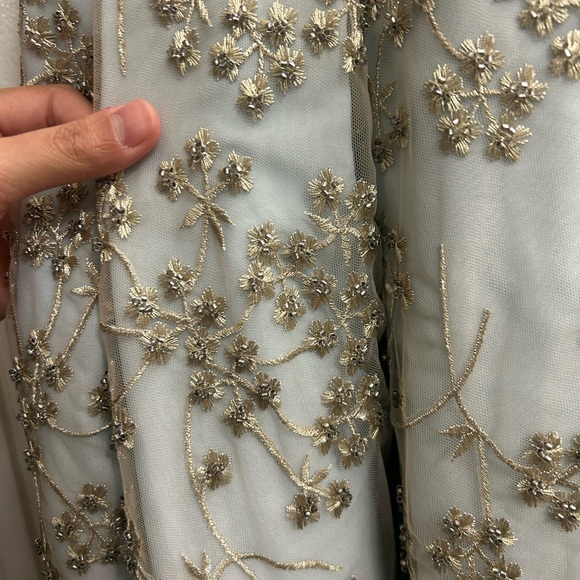 Self-Portrait Light Blue and Gold Midi Dress - Picture 7 of 12